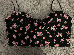 ZARA Black Floral Corset Tank thumbnail 2