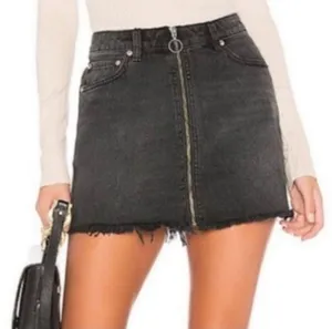 We the Free skirt jean mini skirt ZIP IT UP Free People size 26 thumbnail 1