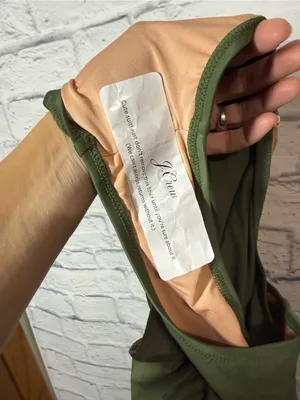 J. Crew NWT Olive Green Ruched Scoop One-Piece Swimsuit, size 10 thumbnail 5