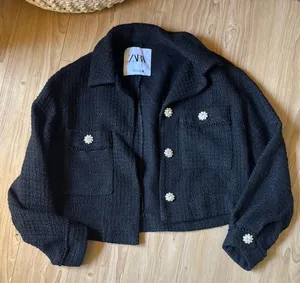 Zara Black Tweed Jacket with Buttons thumbnail 1