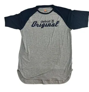 Detroit D Original Baseball Tee Size Large Gray thumbnail 1