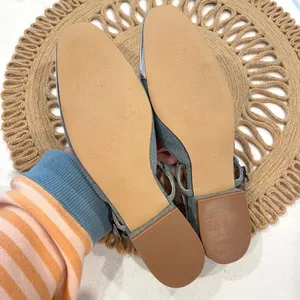 Steve Madden Belinda Adjustable Buckle Sling Back Flats Denim Silver Size 6 thumbnail 5