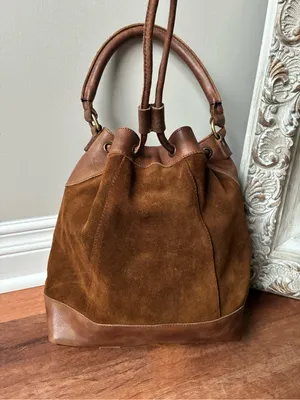 Anabaglish suede leather bucket bag with dreamcatcher charm thumbnail 5