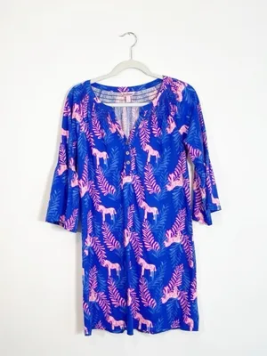 Lilly Pulitzer Teigan Dress Mini in Dazzle Zebra Blue Pink Small thumbnail 4