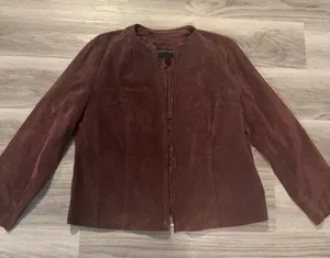 Bernardo Size 1X Burgundy Genuine Leather Full Zip Blazer thumbnail 1