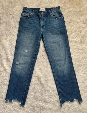 We The Free Free People Blue Women’s Maggie Ripped Straight Leg Jeans Size 25 thumbnail 1