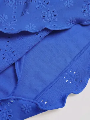 Samiol Blue Wave Cut Eyelets Tie Front Tankini Set Size L thumbnail 8