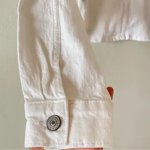 Abercrombie & Fitch White Cropped Denim Jacket size XS boyfriend Boxy fit thumbnail 8