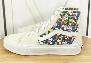 Vans Sk8 Hi Tapered Floral Sneakers White Suede Canvas‎ Multi 3.5 Men 5 Women thumbnail 1