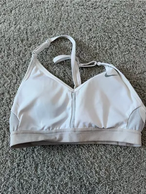 Nike White Mesh-Detail Low-Profile Sports Bra thumbnail 2
