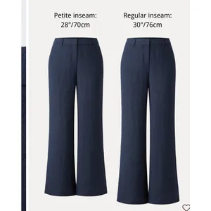 OGL European Linen Like Mid Rise Flared Pant with Pockets Black Small S NEW thumbnail 4