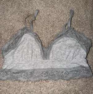 aerie Grey Lace-Trim Bralette thumbnail 1