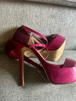 Aldo Burgundy Red Strappy Block Heel Sandals thumbnail 4