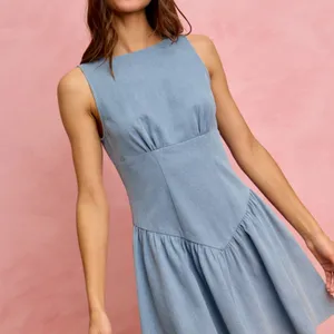 SO ME Fit And Flare Sleeveless‎ Denim Mini Dress thumbnail 3