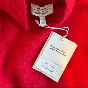 NWT & Other Stories Red Mohair Wool Rhinestone Cropped Sweater XS thumbnail 11