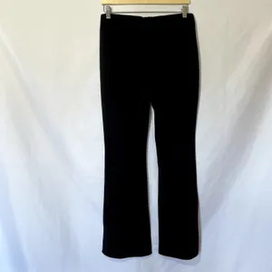 H &‎ M pull on black trousers elastic waist women's size large boot cut work thumbnail 4