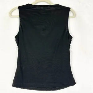 Vintage Cache Sequins Beaded Tank Top Size Small Y2K Black Mesh Whimsigoth thumbnail 2