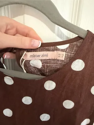 Mister Zimi Tash Top Linen Tank Brown/White Polka Dot Size 8 NWT thumbnail 3