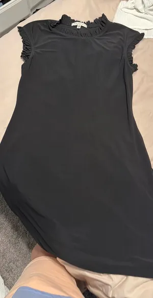 Ash + Sophie S black dress with ruffled sleeves thumbnail 1