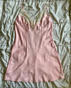 H&M Nightgown Size M Pink Lace Trim Low Back Ribbon thumbnail 3