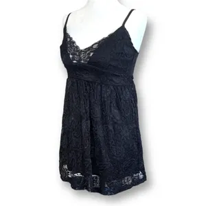 Y2K Whimsigoth Fairy Grunge Dark Romance Ethereal Sheer Lace Cami Babydoll Top‎ thumbnail 2