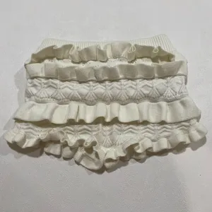 Edikted Size XS White Ruffle Knit Micro Shorts Pointelle Coquette Y2K thumbnail 3