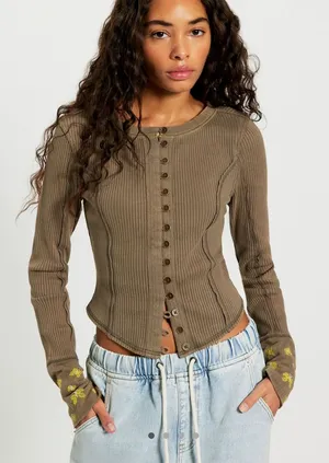 Free People Daria Cuff Cardi- Size Small thumbnail 1