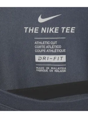 Nike Dri-Fit Slate Blue Big Swoosh Logo T-Shirt Athletic Cut Short Sleeve thumbnail 3