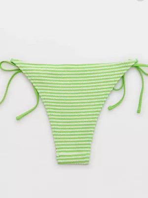{Aerie} Brand New Crinkle Stripe Cheekiest Tie Bikini Bottoms thumbnail 4