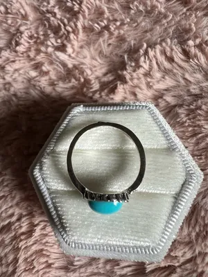 Gorgeous Stainless Steel Silver Faux Turquoise Ring Size 7 thumbnail 3