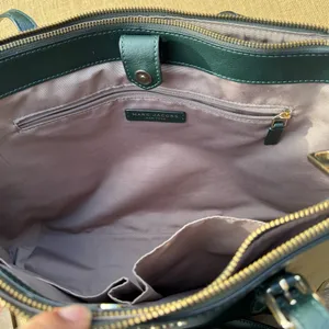 Marc Jacobs Commuter Tote Leather Shoulder Bag Forest Green Zip Work Laptop thumbnail 5