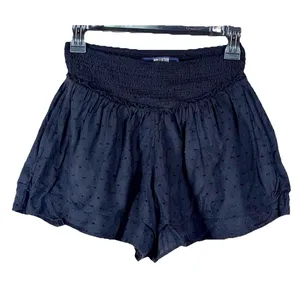 Hollister Black Smocked Skirty Shorts Small Swiss Dot Flowy Coquette Boho Pocket thumbnail 2