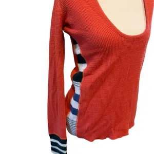 Free People | Hooded Red Long Sleeve sweater thumbnail 2