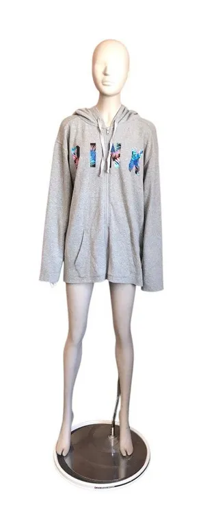 Pink Victoria’s Secret Gray Tropical Zip Up Jacket thumbnail 1