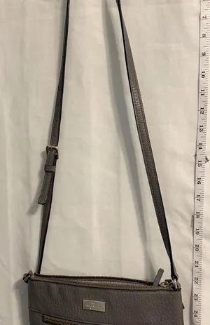 Kate Spade New York Dark Gray Leather Crossbody Shoulder Bag adjustable strap thumbnail 1