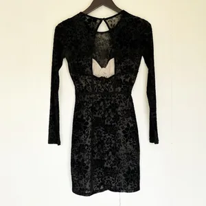LULU’S Cor-Set to Go Black Burnout Velvet Print Dress X-Small thumbnail 7