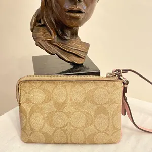Coach Signature Pink and Tan Wristlet thumbnail 2