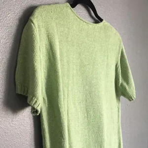 Liz Claiborne • Liz wear Lime Green Cable Short Sleeve Sweater Size Large thumbnail 8