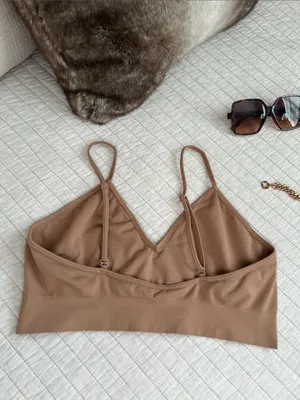Skims tan soft smoothing seamless v neck bralette 2X thumbnail 3