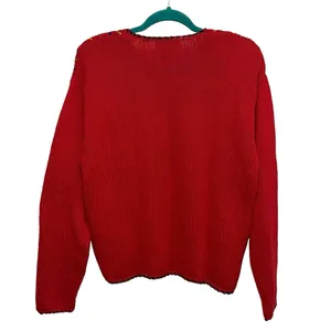 Vintage Lisa International Colorful Striped Knit Cardigan‎ Medium Red Button thumbnail 3