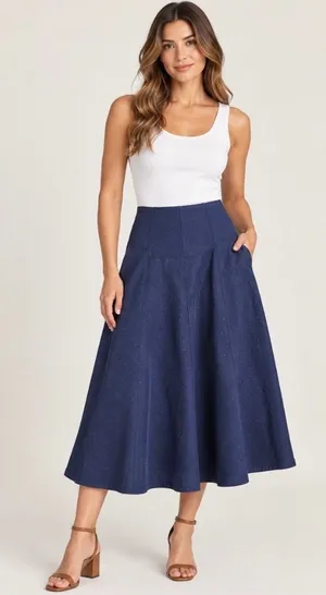 Maeve Anthropologie Sevigny Midi Skirt Navy Blue Textured Polka Dot Size 0 thumbnail 1