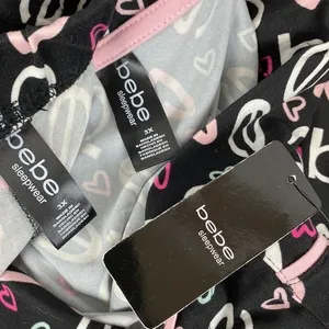 Bebe Black Logo Print Pajama PJ Shorts & Short Sleeve Top SET 3X NEW thumbnail 6