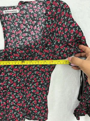 Reformation Black Square-Neck Floral Smocked Top 787 thumbnail 5