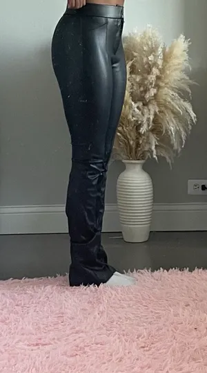 Leather ZARA Faux Pants Black High-Rise thumbnail 3