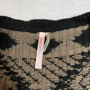 Ekklesia Open Front Knit Geometric Print Cardigan Size M/L Long Line Cozy Cotton thumbnail 3