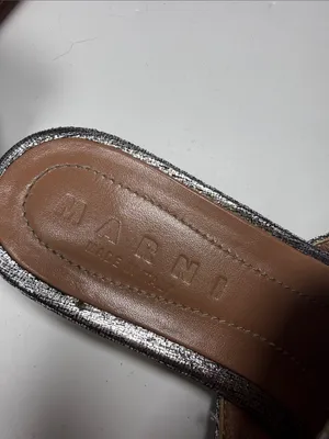 Marni Silver Metallic Leather Pointed Toe slip-on Mules S-587 Sz 6 thumbnail 4