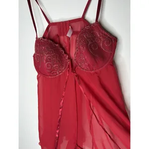 Cacique Plus Size 18/20 Chemise Babydoll Slip Dress Top Red Underwired Nighty thumbnail 4