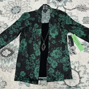 NWT PM Enfocus Petite Women’s Sparkly Floral Blouse Shirt Top Accessory Formal thumbnail 3