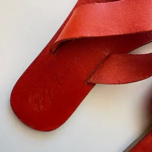 Matisse Topa Sandals Womens 8M Orange Leather Crisscross Slide Made in Brazil thumbnail 2