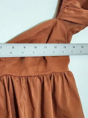 Olivaceous Terra Cotta Puffy Sleeve Mini Dress Size Small Wedding Guest Dress thumbnail 5